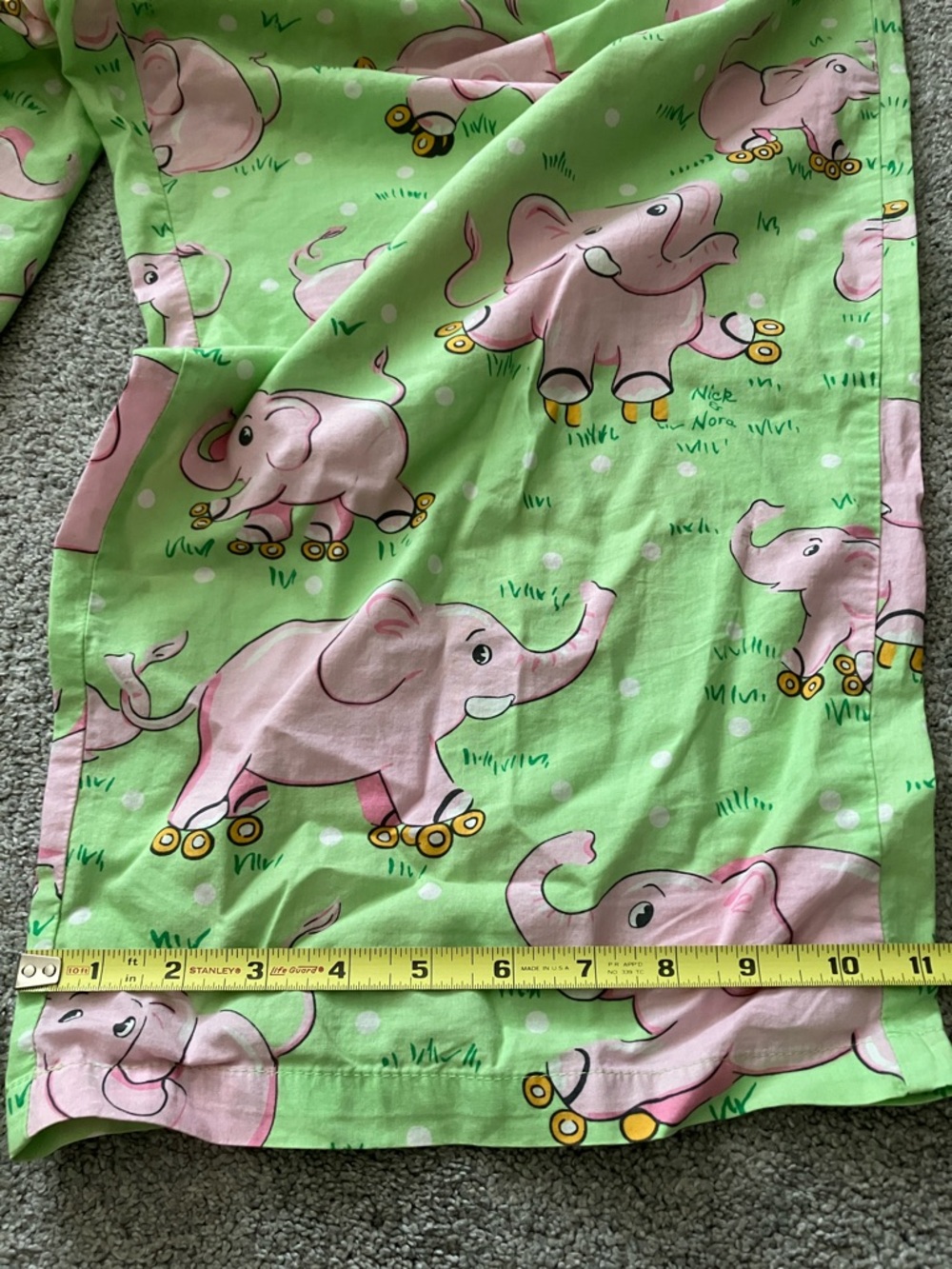 Adorable VINTAGE Nick & Nora Cropped Pajama Pants with Pink Elephants XXL - Picture 6 of 8